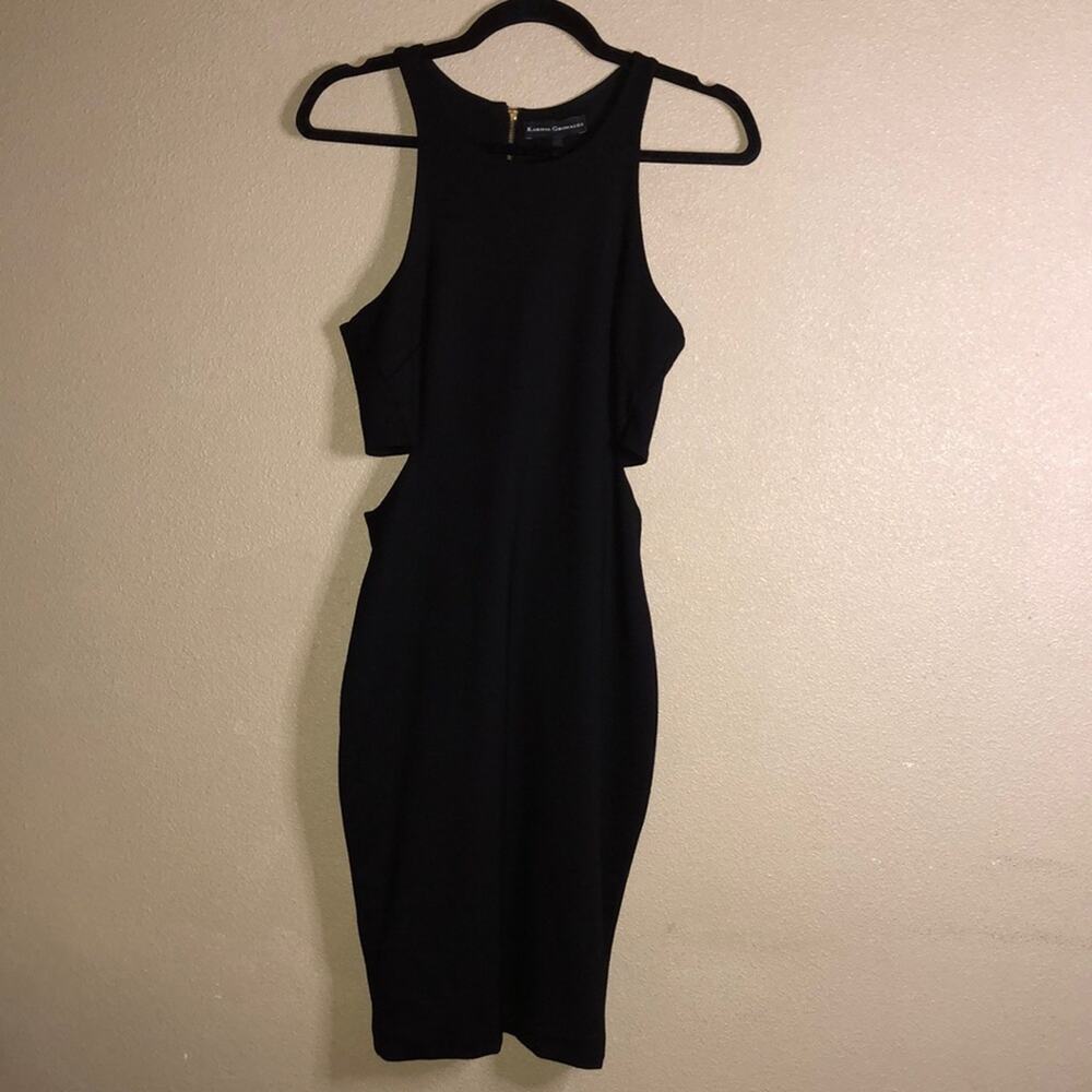 Karina Grimaldi Edgy  Old Money Cocktail Cut Out Bodycon Black Dress Small
